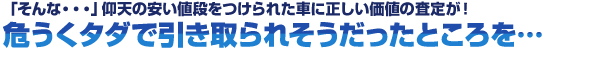 危うくタダで引き取られそうだったところを……